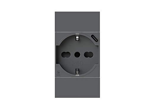 Prise P40 USB 3.0 A Anthracite, idéal pour un salon moderne épuré