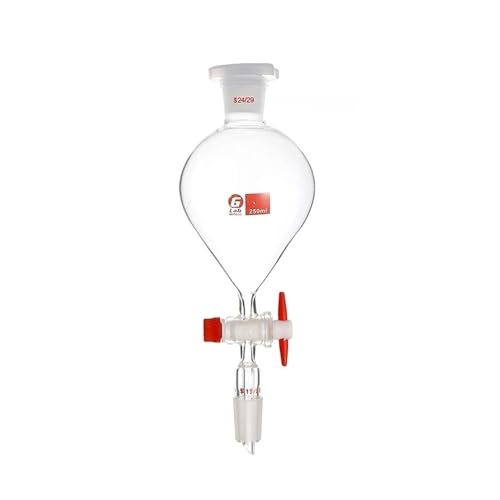 Entonnoir de séparation en verre transparent de haute précision avec rodage 24/24 et PTFE