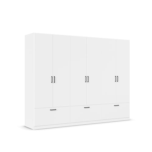 Rauch Möbel Bari, Drehtürenschrank, 6-türig, Farbe Alpinweiß, 3 Schubkästen, Griffe Grau-metallic,271x210x54cm Rauch Möbel Bari, Drehtürenschrank, 6-türig, Farbe Alpinweiß, 3 Schubkästen, Griffe Grau-metallic,271x210x54cm