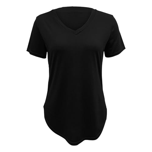Ofertas Flash Camisetas Chulas De Mujer Blusas Manga Larga Camisa Verano Evase Holgada Blusa Algodon Camiseta Cuello Pico Negra con Gatos Elegante Vestir Azul Viaje Básica Corta Termica Roja