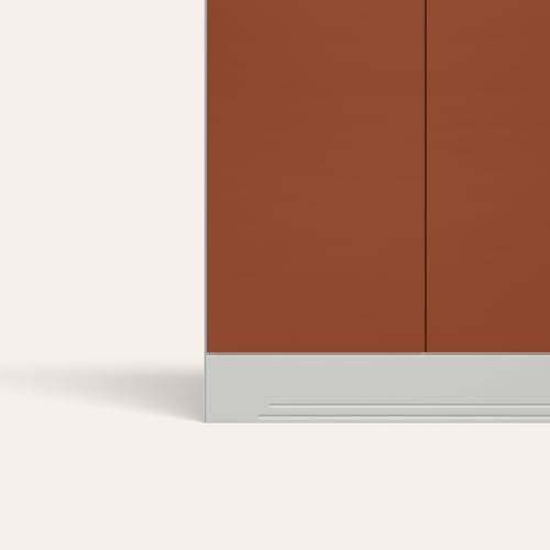 Image of Interio by Godrej Slimline 3-Door Steel Almirah with Star Mirror (Baked Clay), 1-Year Warranty, 1 Locker