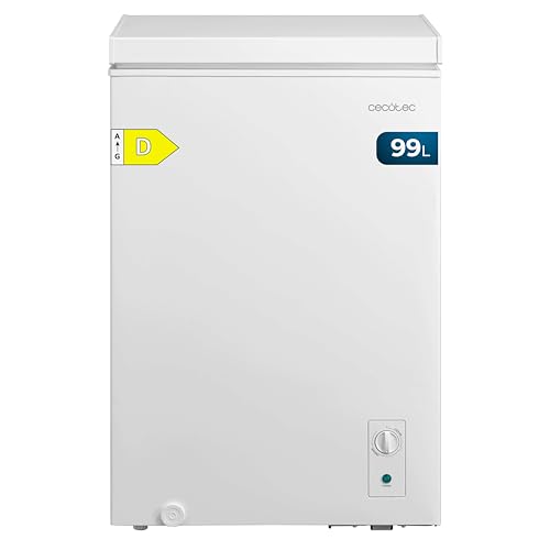 Cecotec Congelador Horizontal 99L Bolero CoolMarket Chest 99M White D. Cesta con Asas, Control Mecánico LED, UltraContact D-Cool, Dual Function, Puerta ZeroG (80º-30º), Fast Freezing, Compacto