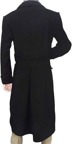 Fancyd Men's Sherlock Holmes Benedict Cumberbatch Black Wool & Cotton Trench Coat Costume