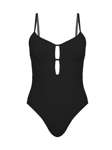 CUPSHE Women's One Piece Swimsuit Scoop Neck Cutout Back Self Tie Adjustable Straps Swimming Costume Swimwear Black L - Image 5