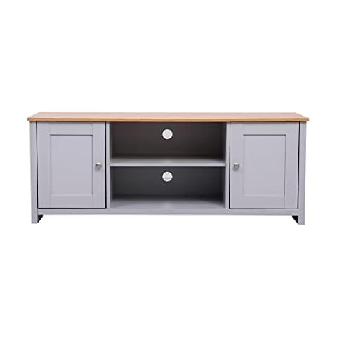 Kingwudo Living Room TV Storage Cabinet TV Stand Cabinet TV Unit with 2 Doors Multimedia Entertainment Centres 130×39×50 cm (Grey) Cover