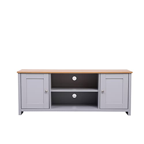 Meuble TV gris 130 cm ZXLIHS avec 2 portes pour rangement de salon