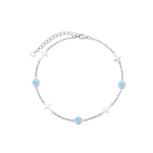 Image of Dorunmo Ankle Bracelet for Women 925 Sterling Silver Natural Stone Bracelet Anklet Summer Beach Jewelry Birthday Gifts for Mom