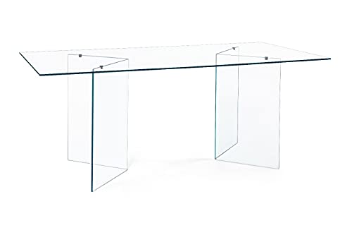 Mar.c.a. Design Table rectangulaire Iris, Plateau et Structure entièrement en Verre Non trempé épaisseur 10 mm - Mis. 180 x 90 x 75 cm.