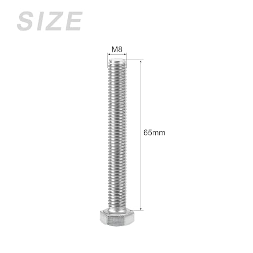 Image of METALLIXITY Hex Head Screws Bolts, Nuts, Flat & Lock Washers Kits (M8-1.25x65mm) 4 Set, Stainless Steel Fully Threaded Machine Screws Bolt Set - for Home Appliance Equipment