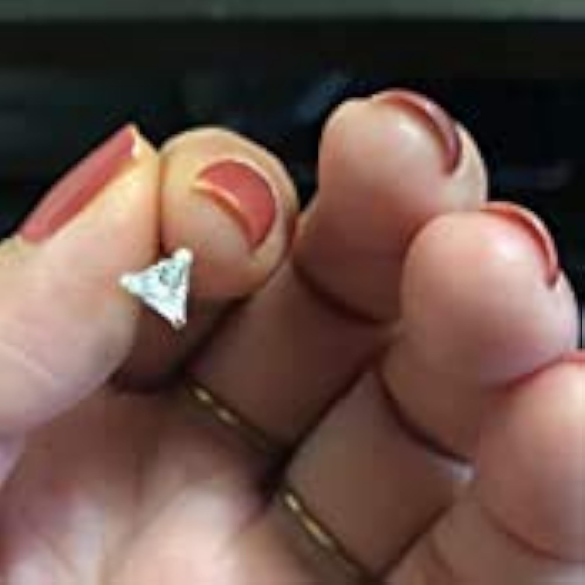 Women's 925 Sterling Silver Triangle Solitaire Piercing Stud Earrings