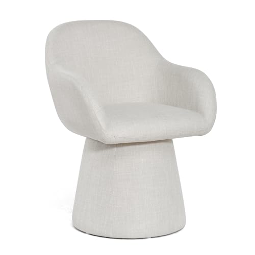 DUHOME Chaise de Salle à Manger Pivotante à 360 Degrés Fauteuil Lounge en Lin Moderne Chaise Rembourrée pour Salon Chambre Cuisine Bureau