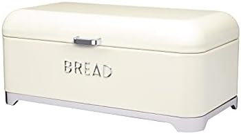KitchenCraft Lovello Bread Bin, Cream Bread Bin, Retro Style, 42 x 22 cm (16.5" x 8.5"), Vanilla Cream
