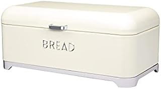 KitchenCraft Lovello Bread Bin, Cream Bread Bin, Retro Style, 42 x 22 cm (16.5" x 8.5"), Vanilla Cream
