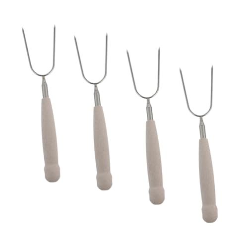Abaodam 4pcs U-shaped Stainless Steel Bbq Fork Roasting Meat Tools for Outdoor Grilling Bbq Accessories for Cooking Camping Bonfire