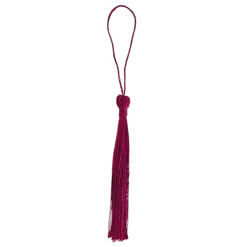 Image of Mandala Crafts Small Burgundy Bookmark Tassels - 100 Bulk Silky Mini Craft Tassels with Loops for Bookmarks, Jewelry Making, Graduation Decorations, and Keychains