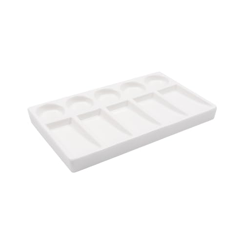 Coshar 10 Wells Ceramic Paint Palette Rectangle Porcelain Artist Palette Watercolor Mixing Tray for Painters Separating Mixing Watercolor Oil Painting
