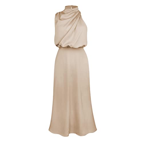 Robe de cocktail sans manches à col licou pour briller lors d'une réception estivale