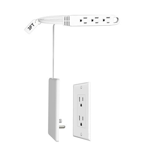 Image of CABOCASA 3FT Ultra Flat Plug Extension Cord Power Strip with Multi Outlets, Patented Detachable Ultra-Thin Outlet Concealer & Ultra-Flat Plug, Ideal for Home Improvement, Hide Bulky and Messy Cords
