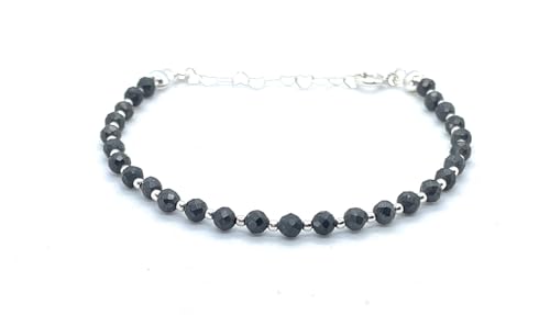 Bracelet en shungite naturelle de 4mm et argent 925 ajustable