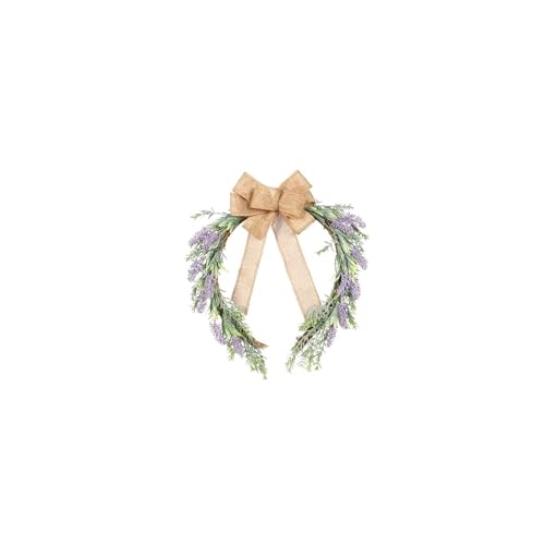 Décorations extérieures de Noël 2 pièces avec couronne de fleurs et nœud