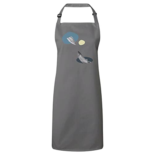 Tablier cuisine gris premium au design surréalisme physique et collage artistique unique