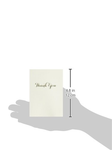 Image of Graphique Script La Petite Presse Boxed Thank you Notes - 10 Embossed and Embellished Gold Foil Cursive Thank You Cards with Matching Envelopes, 3.25 inch inch x 4.75