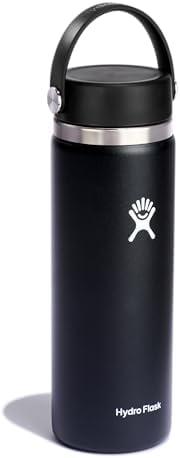 Water Bottle - Stainless Steel & Vacuum Insulated - Wide Mouth with Leak Proof Flex Cap - 20 oz, Black