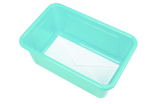 Image of Storex Small Cubby Bins - Plastic Storage Containers for Classroom with Non-Snap Lid, 12.2 x 7.8 x 5.1 inches, Teal, (62412U05C) (Pack of 5)