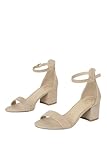 Lulus Women's Harper Suede Ankle Strap Heels with Slender Open Toe Strap, Natural, Size 7.5