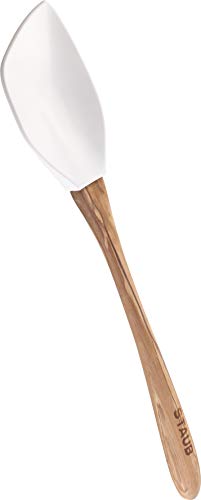 Colher, Cabo de Madeira, Ponta de Silicone, Branco, 31 cm, STAUB