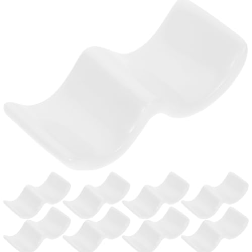 STAHAD Set 10 Pezzi Poggia-Bacchette e Porta Cucchiaio in Porcellana Bianca Supporto Posate da Tavola in Ceramica Accessori Cucina per Ristorante e Uso Domestico