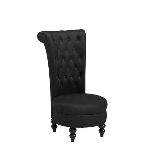 AVAWING Throne Royal Chair Set of 2 for Living Room, Button-Tufted Accent Armless High Back Chair with 24.6 Inch Larger Seat, Thick Padding and Rubberwood Legs, Mysterious Black