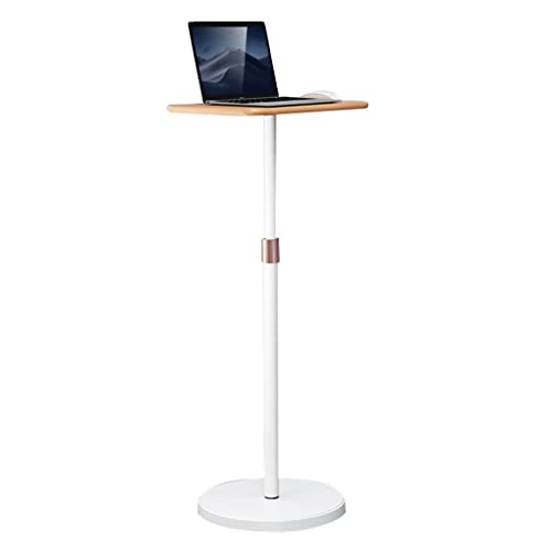 Soporte de aluminio ajustable para laptop con escritorio de madera, soporte universal de altura ajustable para modo de pie y sentado, mesa auxiliar pequeña para sala de estar y oficina (color: )