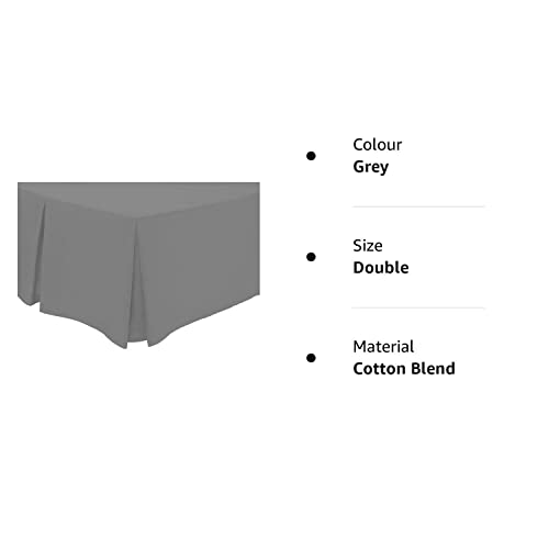 Olivia Rocco Pleated Base Valance Sheet Easy Care Polycotton Base Valances, Double Grey - Image 2