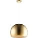ET2 E24926-SBRCOF Palla Unibody Design Two-toned Metal Spherical LED Pendant, 15"H x 20"W, Satin Brass/Coffee