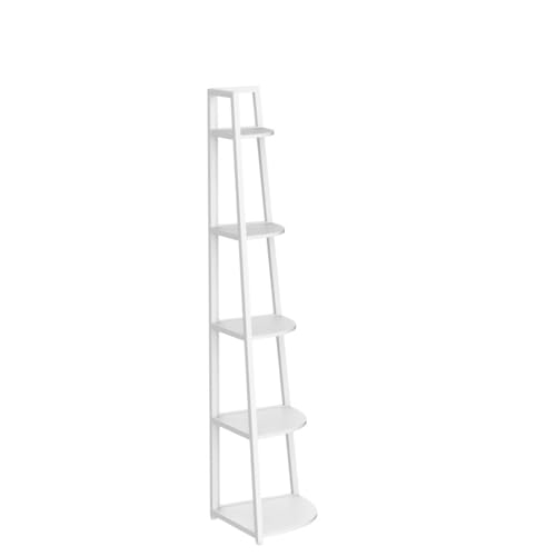 Image of Tribesigns 70 inch Tall Corner Shelf, 5 Tier Modern Corner Bookshelf Bookcase Industrial Corner Ladder Shelf Plant Stand for Living Room, Kitchen, Home Office (White)