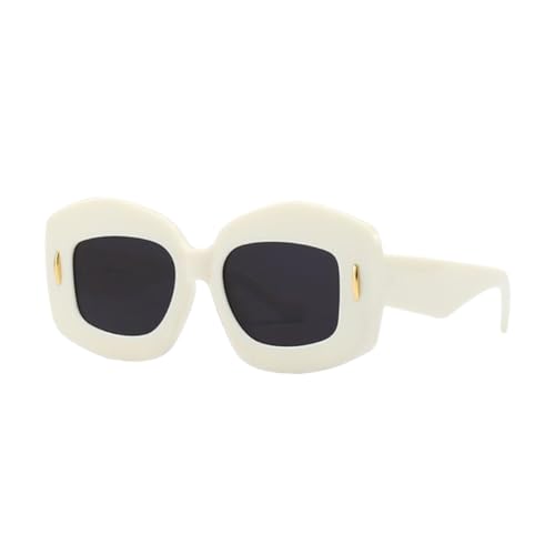 Lunettes de soleil irrégulières à rivets et grand verre dégradé pour un style été coloré