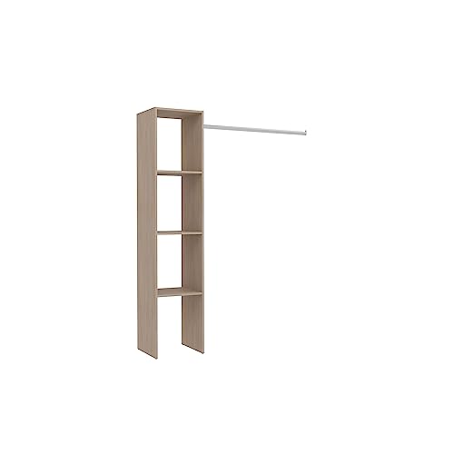 Concept-Usine | Vestidor de Madera | 1 Armario + 3 estantes | Armario Armario Ropa y Zapatos | Elysée Madera | 138 x 40 x 180 cm | para guardabosques y organizar Dormitorio o vestidor