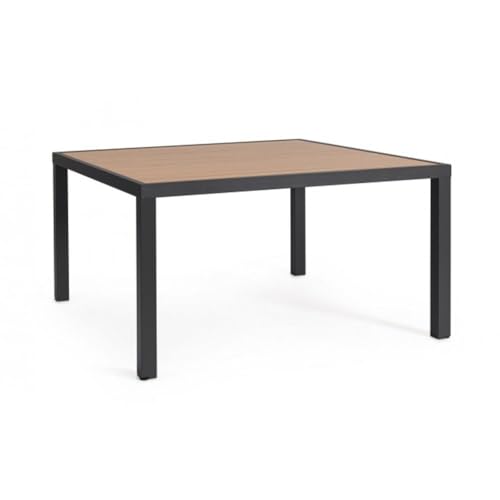 KONTE.DESIGN Mesa fija HILIJA efecto madera y estructura de aluminio antracita 136x136 cm