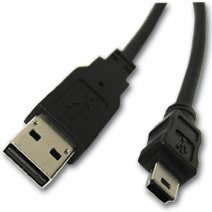 สายเคเบิล Intermec ยาว 2 เมตร USB-A ถึง USB Mini-B มีขั้วต่อ USB-A อยู่ทางด้านซ้ายและขั้วต่อ USB Mini-B อยู่ทางด้านขวา