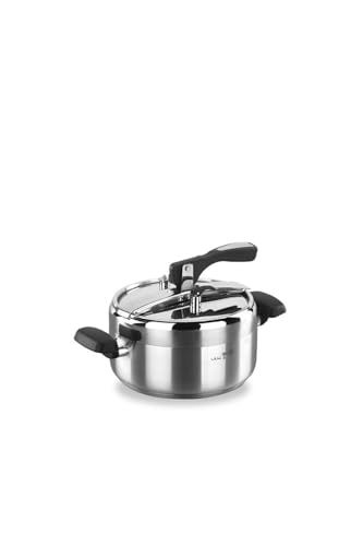 Korkmaz Turbo 5 Quart Stove Top Pressure Cooker Stainless Steel Cookware Induction Compatible, Manual Slow Cooker, Rice Cooker, Steamer, Saute, Yogurt Maker and Warmer