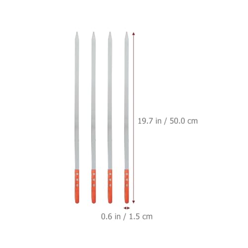 Brochetas para kebabs planas de 50 cm que evitan el giro de la carne en barbacoas, 4 piezas 3