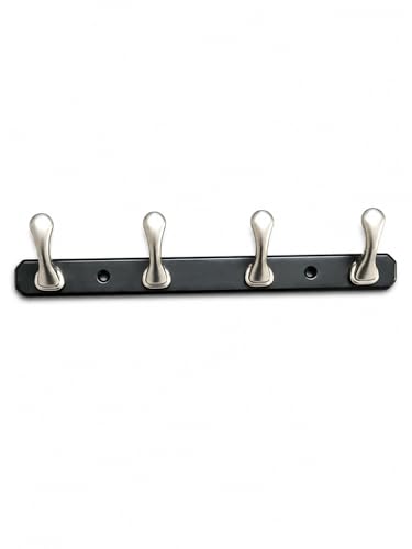 Image of ELUVIA Zinc Alloy 4 Pin Wall Hooks for Hanging Cloth and Towel Hangers for Wall Hook,Hook Rail Home Bathroom Kitchen & Bedroom (Pack of 1, Silver Black, 4 Hook)