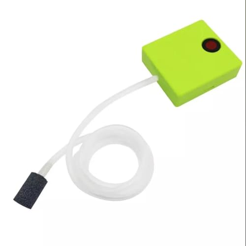 BODYA Aireador de oxígeno, Aireador Pecera, Bomba de Aire para Acuario, Piedra de Aire, Funciona con Pilas, con Tubo, Color Verde