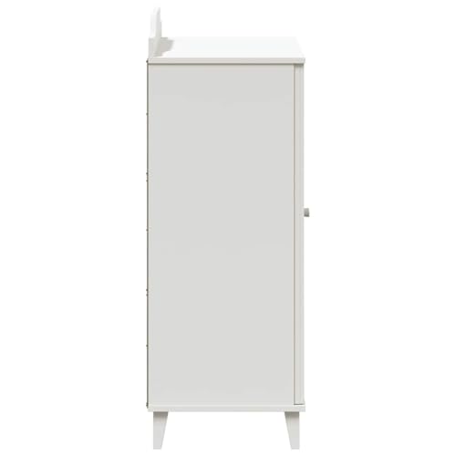 Mueble de madera con panel frontal blanco y dos puertas en dimensiones compactas 80x40x110 cm 8