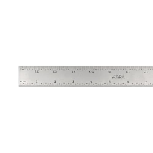 PEC Tools 24" Metal Ruler, Rigid, 3R Graduation, Premium Measuring Tool