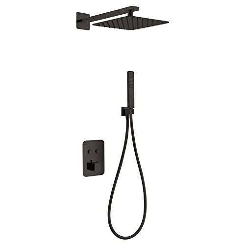 Mice - Conjunto termostático de ducha Color Negro Mate con sistema TURN CLEAN SYSTEM Tecnología de última generación - Griferia Baño, duchas empotradas