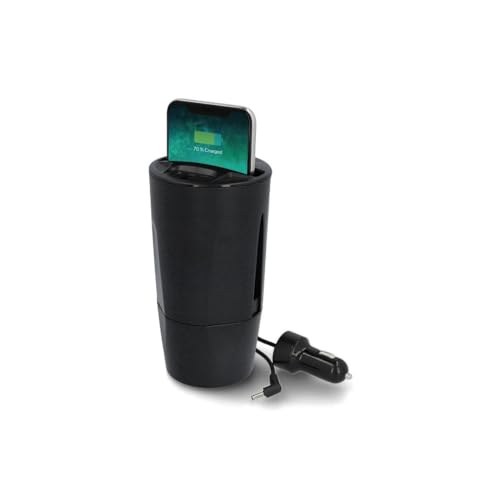 CARTREND 12 Volt Wireless Ladebecher für das Auto zum Laden von Smartphones max. Output 5 A, inkl. USB- und Typ-C Anschluss
