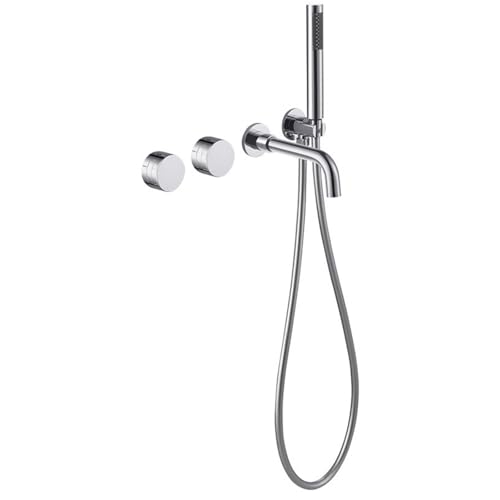 Robinet de douche mural mitigeur de baignoire-douche chromé avec flexible complet