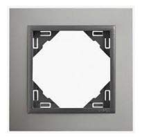 Cadre simple Efapel Logus 90 aluminium gris pour rénovation interrupteur salon